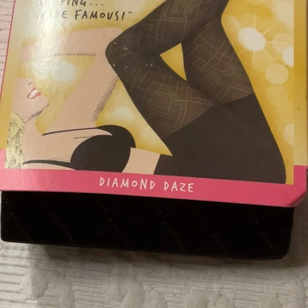 SPANX Black Diamond Pattern Tights. Diamond Daze. NWT
